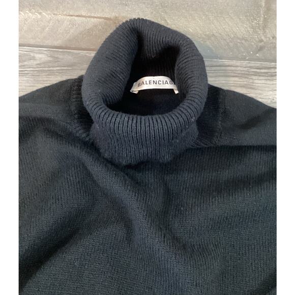 Balenciaga Turtleneck Sweater Size 40 100% Cashmere Italy Luxury Designer Black - Picture 13 of 16